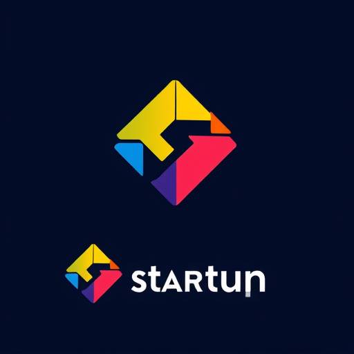 Ein modernes Logo-Design für ein fiktives Technologie-Startup, bestehend aus geometrischen Formen und lebendigen Farben.